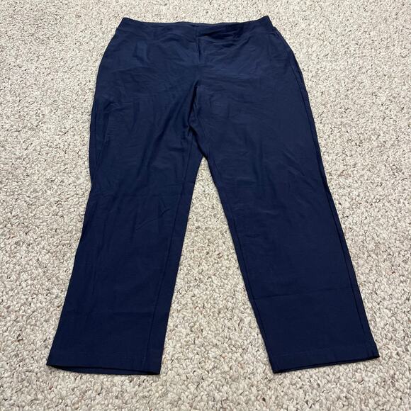 Eileen Fisher Blue Pull On Straight Pants Sz L Petite Casual Career Lagenlook - Picture 1 of 5